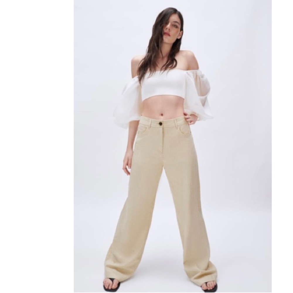SOLD! ZARA Linen Blend Pants S - Picture 1 of 10